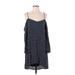 Cloth & Stone Casual Dress - Shift V Neck 3/4 sleeves: Blue Dresses - Women's Size 2X-Small