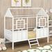 Twin Size Metal Low Loft House Bed with Roof and Two Front Windows