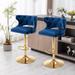 Velvet Adjustable Counter Height Nailhead Trim Swivel Bar Stools 2-pc