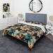 Designart "Blue And Beige Vivid Flower Garden Beauty" Beige Modern Bed Cover Set With 2 Shams
