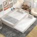 Modern Full/Queen Size Upholstered Platform Bed w/USB and Twin Size Trundle