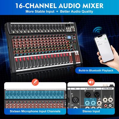 8/16 Channel Mixing Console Interface Professional Audio Mixer