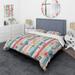 Designart "Retro Pastel Stripes And Flowers Pattern" Coral Modern Bedding Cover Set With 2 Shams
