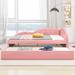 PU Upholstered Tufted Daybed with Trundle and Cloud Shaped Guardrail
