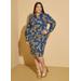 Plus Size Chain Link Print Denim Dress