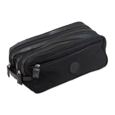 'Andean Black' - Handcrafted Men's Toiletries Travel Bag