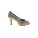 Bandolino Heels: Pumps Stilleto Classic Tan Print Shoes - Women's Size 8 - Peep Toe