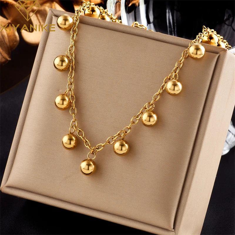 XIYANIKE 316L Collier en acier inoxydable pendentif boule accessoires pour femmes Simple charmant tempérament fête bijoux cadeau Collier