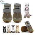 Lot de 4 bottes imperméables pour chien bottines chaudes pour la neige et la pluie chaussettes