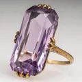 Huretailers-Bague vintage en pierre violette pour femme bague de fête élégante cadeau