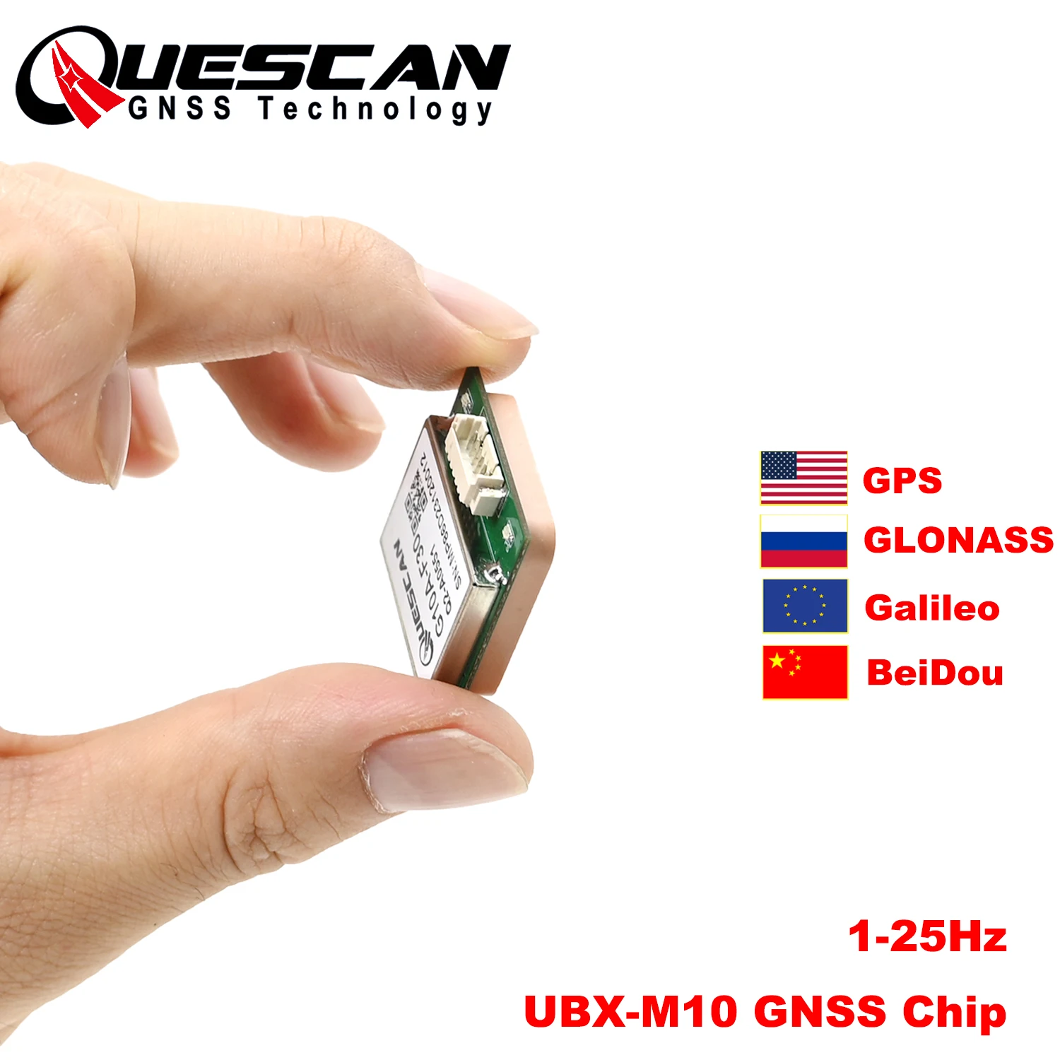 QUESCAN UBX-M10050-KB M10 GPS GNSS Module avec Support Flash GPS Galileo Beidou GLONASS QZSS SBAS 1-25Hz