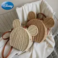 Disney-Sac à main rond en rotin pour dames sac de paupières en paille sac de créateur mignon