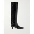 Khaite - Davis Croc-effect Leather Knee-high Boots - Black