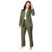 Plus Size Women's Single-Breasted Pantsuit by Jessica London in Dark Olive Green Pinstripe (Size 26 W) Set
