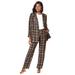 Plus Size Women's Double-Breasted Pantsuit by Jessica London in Chocolate Simple Grid (Size 30 W) Set