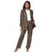 Plus Size Women's Double-Breasted Pantsuit by Jessica London in Chocolate Simple Grid (Size 14 W) Set