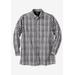 Men's Big & Tall Long-sleeve pocket sport shirt by KingSize in Black Plaid (Size XL)