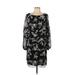 Jessica Howard Casual Dress - Shift Scoop Neck 3/4 sleeves: Black Floral Dresses - Women's Size 10