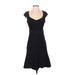 White House Black Market Casual Dress - Party Scoop Neck Short sleeves: Black Dresses - Women's Size 0