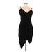 Shein Casual Dress - Wrap Plunge Sleeveless: Black Print Dresses - Women's Size Large