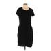 32 Degrees Casual Dress - Mini Scoop Neck Short sleeves: Black Print Dresses - Women's Size Large