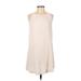 Ann Taylor LOFT Casual Dress - Mini Crew Neck Sleeveless: Ivory Solid Dresses - Women's Size X-Small