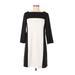 Apt. 9 Casual Dress - Shift High Neck 3/4 sleeves: Black Color Block Dresses - Women's Size Medium