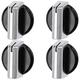 SPARES2GO Temperature Control Knob Dial Compatible with Baumatic AS26 B40 B41 B72 B77 B78 Hob (Black/Silver, Pack of 4)