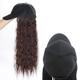 Women's Hat Wig, Baseball Cap with Water Wavy Hair Extensions Adjustable Hat Comfortable and Stylish(dark brown)