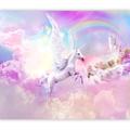 murando Photo Wallpaper Nursery 200x140 cm / 79"x55" Non-woven Premium Art Print Fleece Wall Mural Decoration Poster Picture Design Modern Unicorn Rainbow Castle Clouds Pegasus a-A-10322-a-a