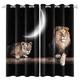 FGYSFT Insulated Blackout Curtains Black Moon Lion Tiger 54X110Inch X 2 Curtain Curtains 3D Art Print Window Drapes Set Of 2 Panels Thermal Insulated Blackout Curtain Material Ring Top Curtain For Bed