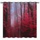 YUANZU Nature Curtains, Forest Trail Woodland Wild Red Tree Leaf Landscape Scenery 3D Print Patterned Eyelet Thermal Insulated Blackout Window Drapes for Bedroom Living Room 2 Panels W117cm x D229cm