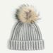 J. Crew Accessories | J Crew Ribbed Puffy Pom-Pom Wool Blend Beanie Grey Ash | Color: Gray | Size: Os