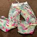 Lilly Pulitzer Pants & Jumpsuits | Nwt Lilly Pulitzer Pastel Linen Summer Preppy Tropical Beach Pant | Color: Green/Pink | Size: M