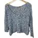 Free People Sweaters | Free People Crochet Knit Boho Sweater Oversized Blue Grey Size Xs Scoop Neck | Color: Blue | Size: Xl