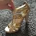 Michael Kors Shoes | Michael Kors Leather Metallic Gold Cork Detail Heels | Color: Gold | Size: 9.5