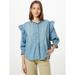 Free People Tops | Free People Size Small Blue Louise Denim Top Blouse New | Color: Blue | Size: S