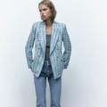 Zara Jackets & Coats | Nwot Zara Textured Double Breasted Blazer Blue | Color: Blue | Size: Xs