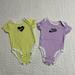 Nike One Pieces | Nike Baby Short Sleeve Bodysuits (2 Piece) Purple And Yellow Size 0-3 Months | Color: Purple/Yellow | Size: 0-3mb