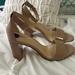 Nine West Shoes | Nine West Nude Patent Leather Strappy Sandal Size 8 1/2. | Color: Tan | Size: 8.5
