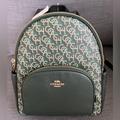 Coach Bags | Nwt Coach Court Backpack Bag In Monogram Print Green | Color: Brown/Green | Size: Os