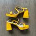 Urban Outfitters Shoes | Nwt Uo Olive Strappy Heel Sandals Size 10 Yellow Croc | Color: Gold/Yellow | Size: 10