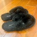 Michael Kors Shoes | Michael Kors Black Fuzzy Criss Cross House Slipper Slide Shoes Size 7 | Color: Black | Size: 7