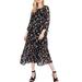 Madewell Dresses | Madewell Sheer Button-Front Tier Midi Dress Xxs Women’s Carnation Toss Black Guc | Color: Black | Size: Xxs