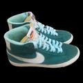 Nike Shoes | Nike Blazer High Tops Women's 10 Suede Mermaid Dark Green Custom Dye Guc Shoes | Color: Green/White | Size: 10