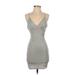 Divided by H&M Cocktail Dress - Party Plunge Sleeveless: Gray Print Dresses - Women's Size Small