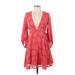 Anthropologie Casual Dress - A-Line Plunge 3/4 sleeves: Red Dresses - New - Women's Size 0