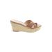 Wedges: Slide Platform Boho Chic Tan Solid Shoes - Women's Size 7 - Open Toe