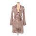 River Island Casual Dress - Sheath V Neck Long sleeves: Burgundy Print Dresses - Women's Size 6