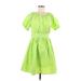 Shein Casual Dress - A-Line Scoop Neck Short sleeves: Green Solid Dresses - Women's Size Medium